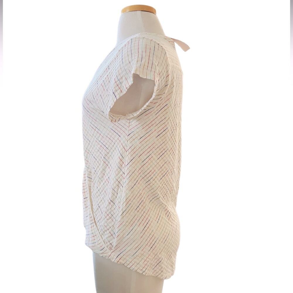 Maeve Leila Wrap Top Cream with color stripes Size Large - Picture 7 of 10